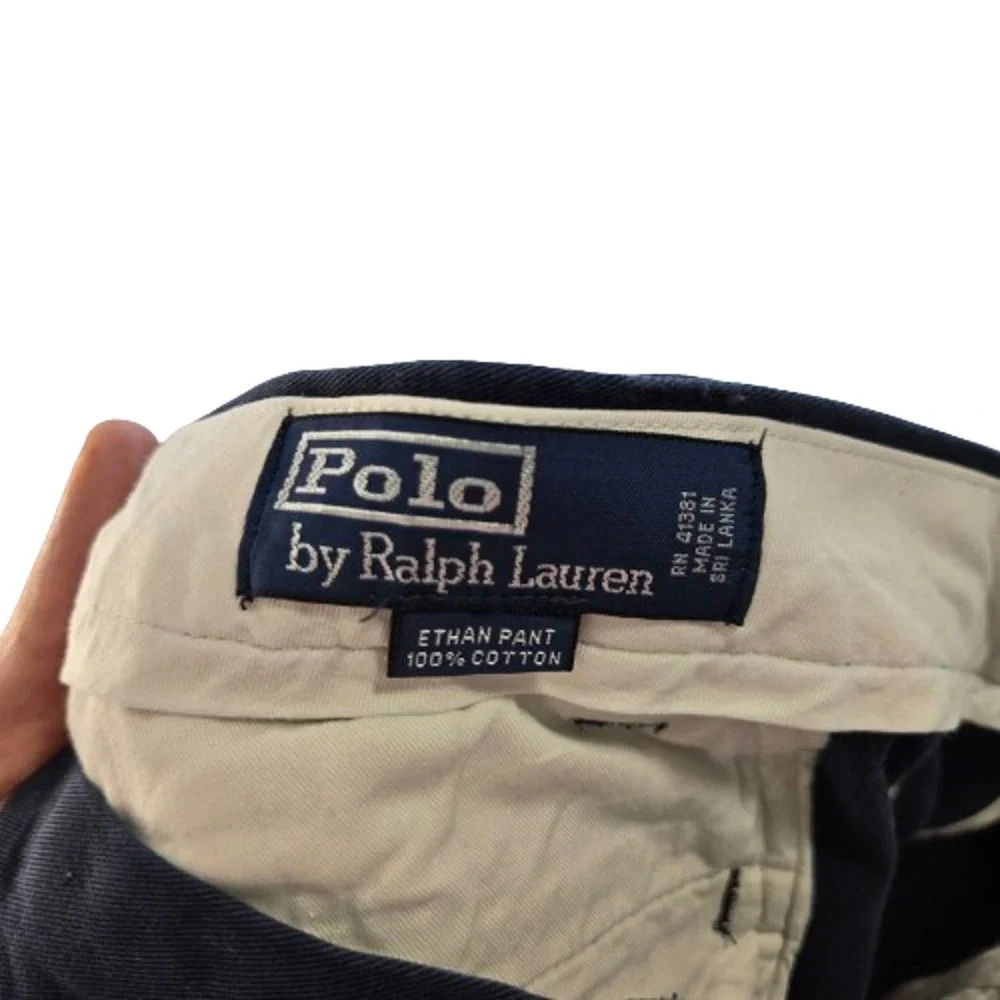 Polo Ralph Lauren Black Straight Mid Rise Pleated Men's Chino Ethan Pants 40x32